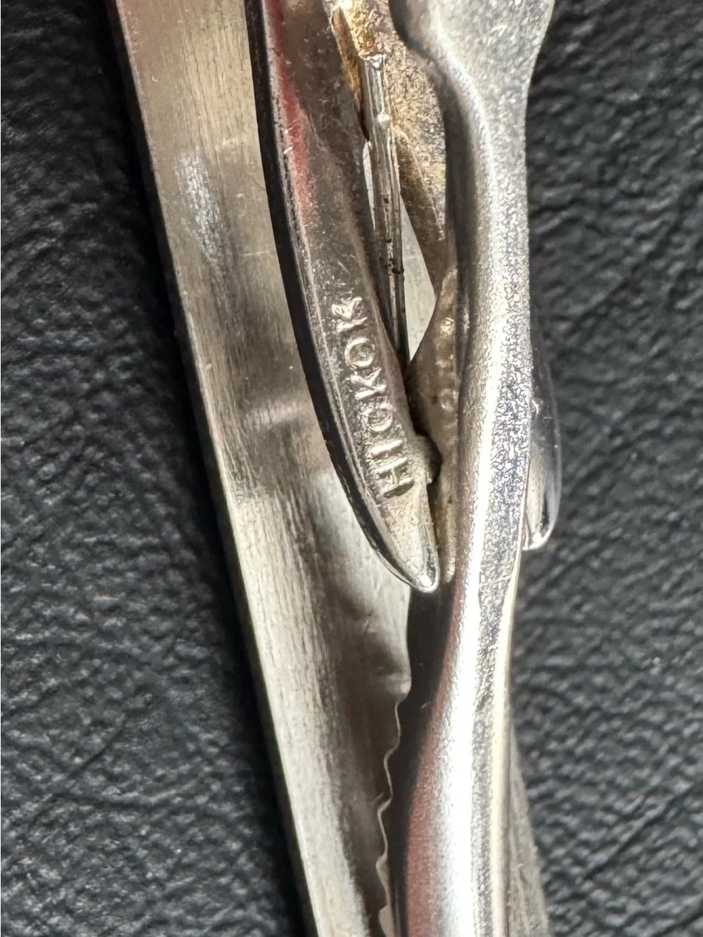 Vintage Silver Men’s Tie Clip with Check Texture